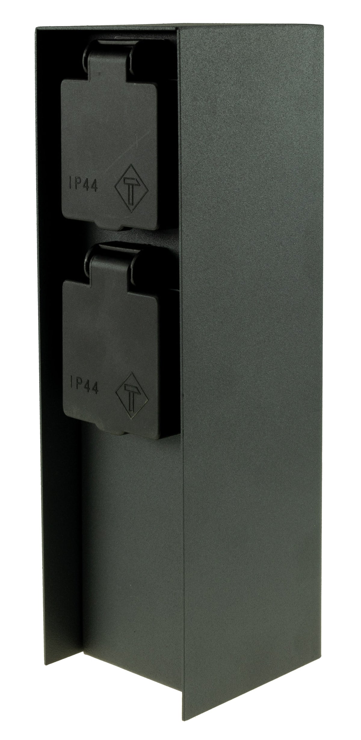 Steckdosensäule 2-fach, IP44, Anthrazit 250V~/ 16A, 8x8x23cm