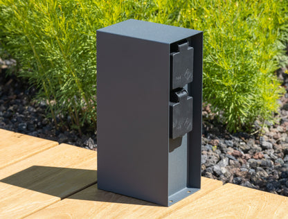 Steckdosensäule 4-fach, IP44, Anthrazit 250V~/ 16A, 9x12x23cm