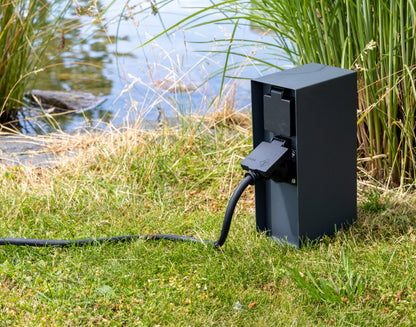 Steckdosensäule 4-fach, IP44, Anthrazit 250V~/ 16A, 9x12x23cm