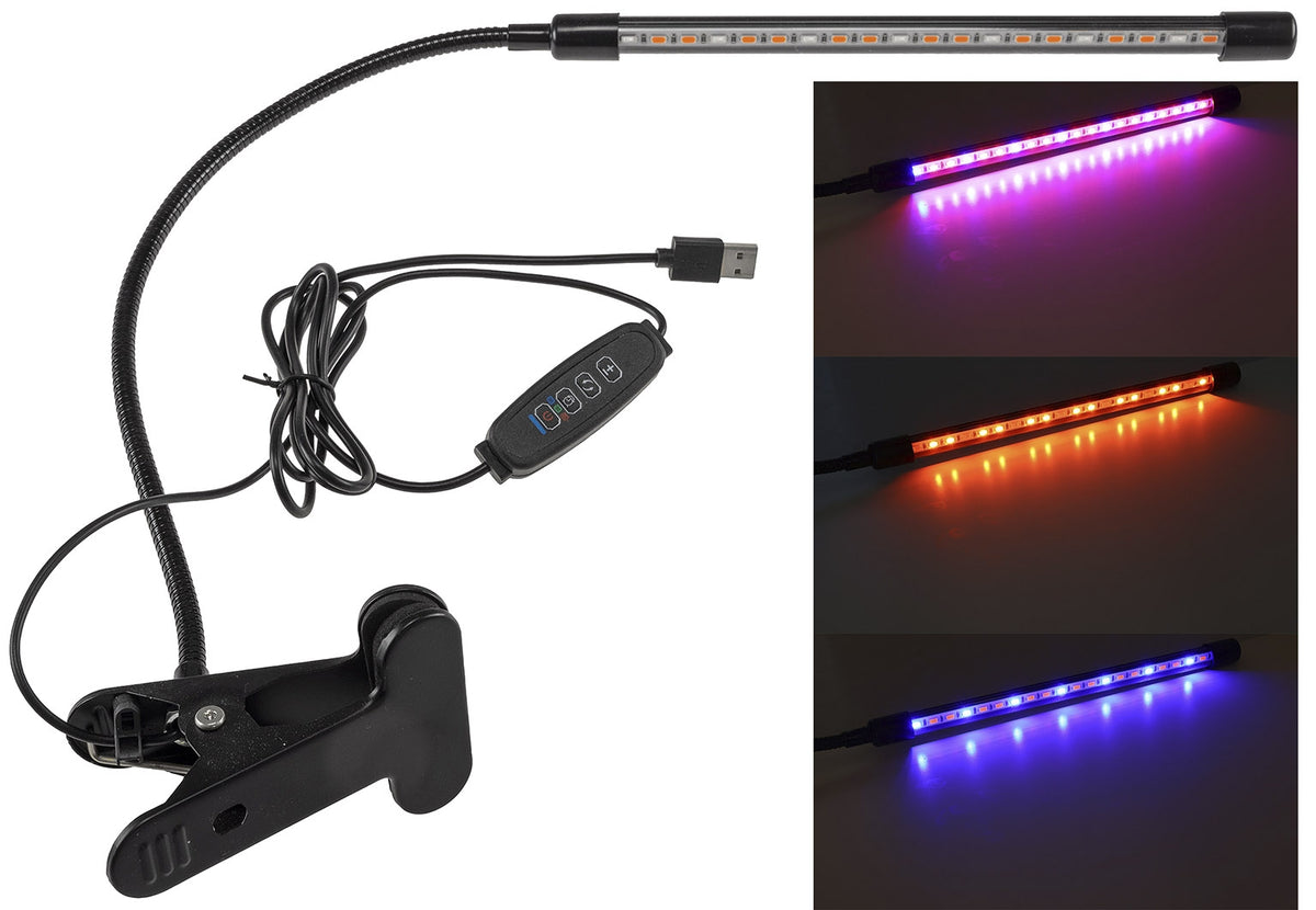 LED Pflanzenlampe "CT-PFL" Rot+Blau 1-fach, Klemmhalter, Kabel-Fernbedienung
