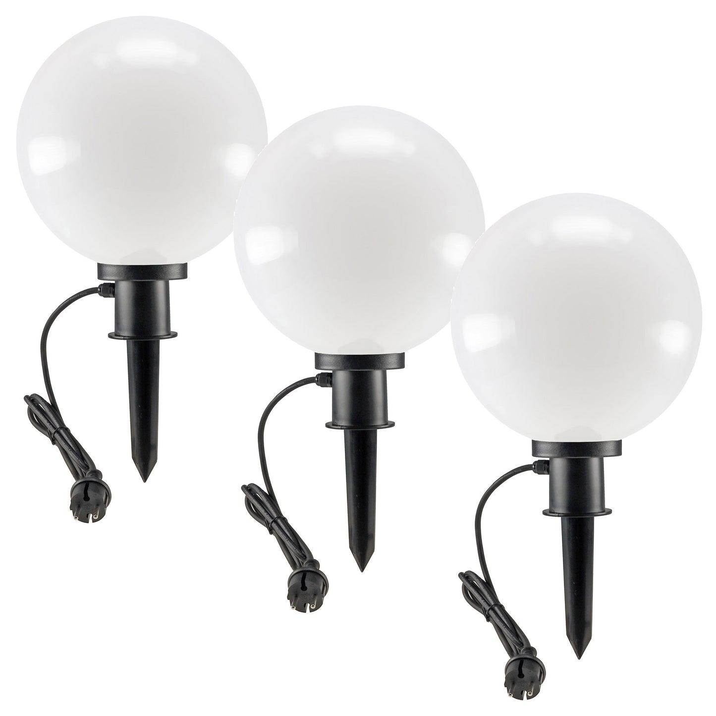 Garten Kugelleuchte 30cm Erdspieß E27 Fassung IP44 230V 5m Kabel ohne Stecker