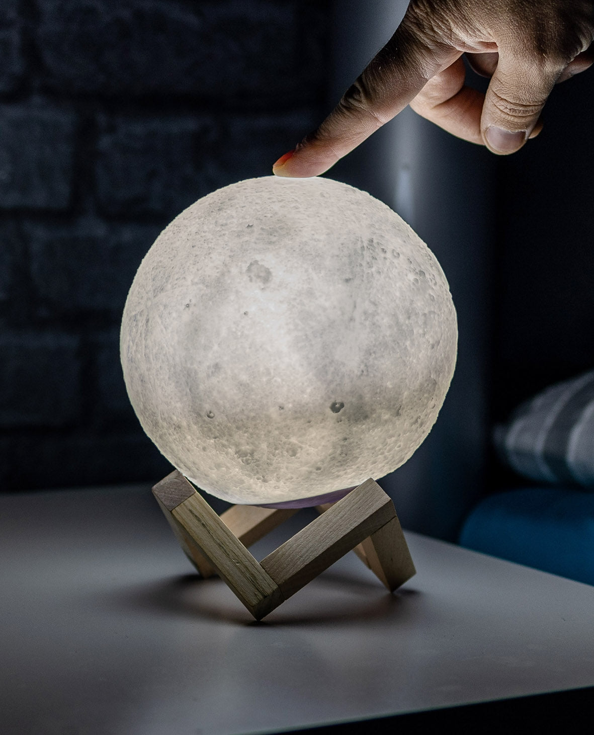 Dekoleuchte "3D Mond" 15cm Ø integr. Li-Akku