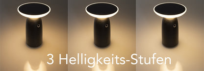 LED Solar Akku-Tischleuchte "Foco Mesa" 3000K, 100/500/1000lm,  LiIon Akku, IP44
