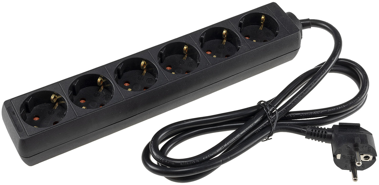 Schutzkontakt-Steckdosenleiste 6-fach 3600W, 1,4mKabel, schwarz