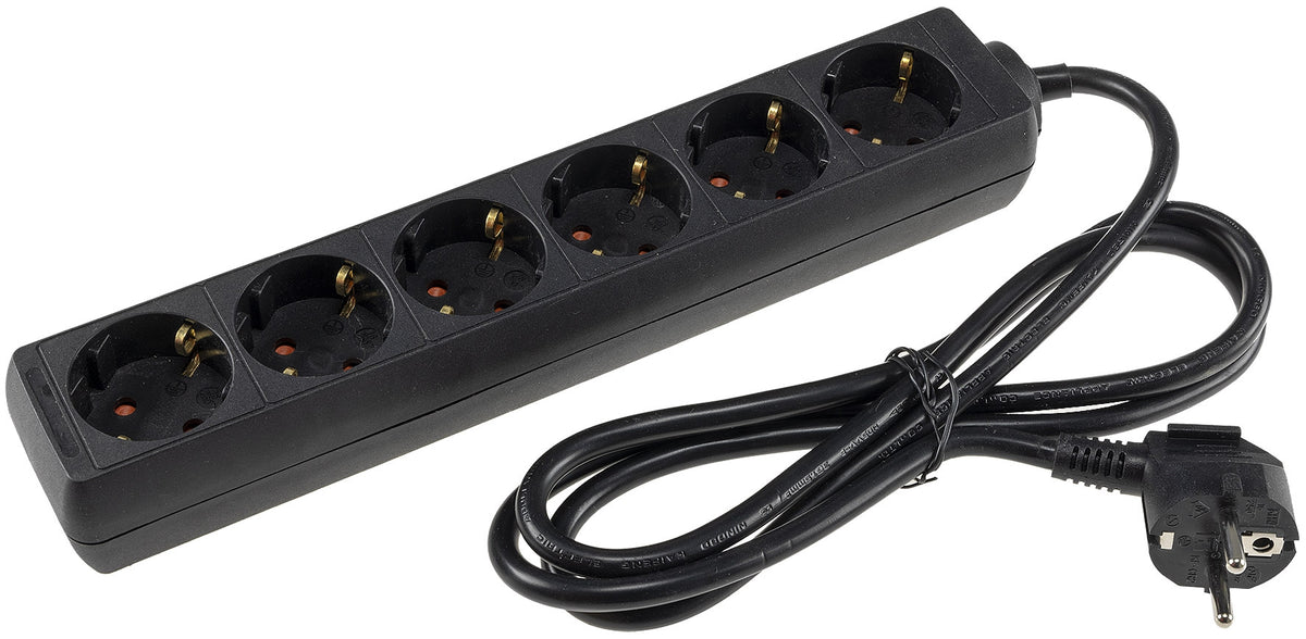 Schutzkontakt-Steckdosenleiste 6-fach 3600W, 1,4mKabel, schwarz