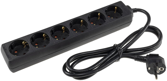 Schutzkontakt-Steckdosenleiste 6-fach 3600W, 1,4mKabel, schwarz