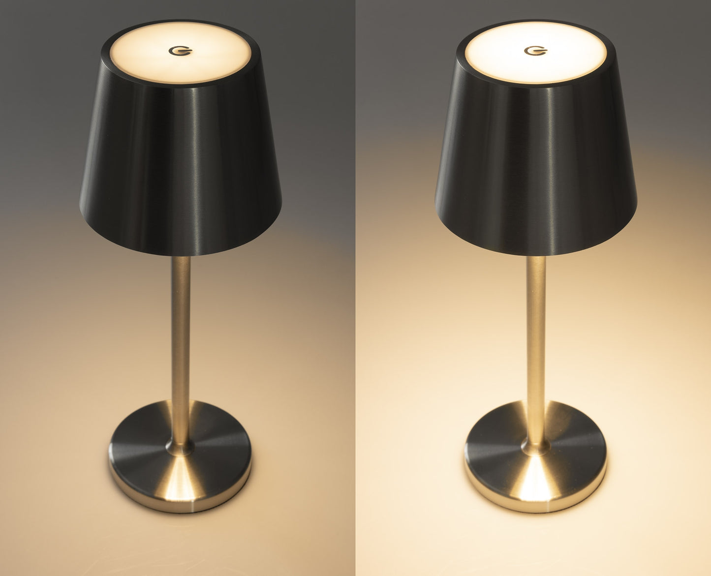 LED Akku-Tischleuchte "Foco Tenda" 2900K, IP44, Touchschalter, 30cm, Alumin