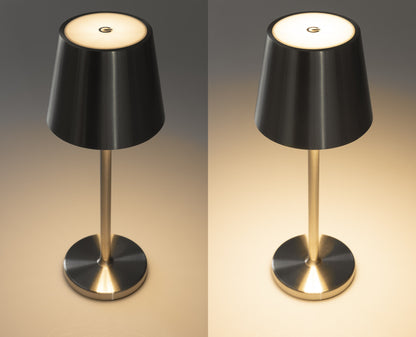 LED Akku-Tischleuchte "Foco Tenda" 2900K, IP44, Touchschalter, 30cm, Alumin