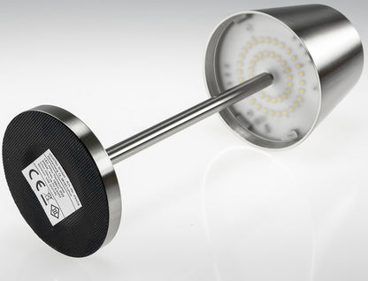 LED Akku-Tischleuchte "Foco Tenda" 2900K, IP44, Touchschalter, 30cm, Alumin