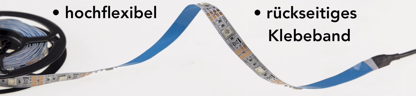 RGB LED-Stripe Set 3,5m + MiniController Farbwechsel, IR-FB + App-Control, IP20