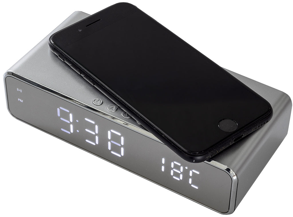 Uhrenwecker mit Thermometer, Anzeige und Smartphone-Induktionsladung