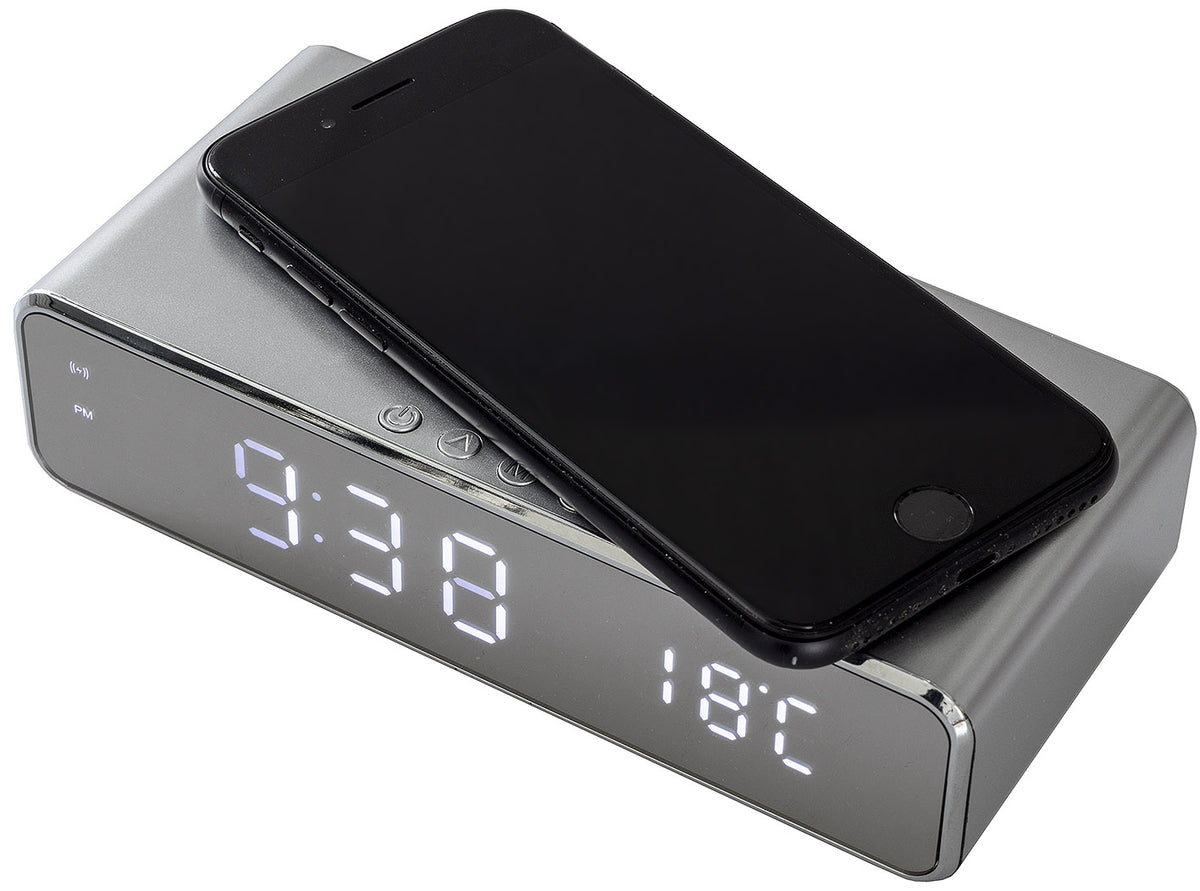 Uhrenwecker mit Thermometer, Anzeige und Smartphone-Induktionsladung