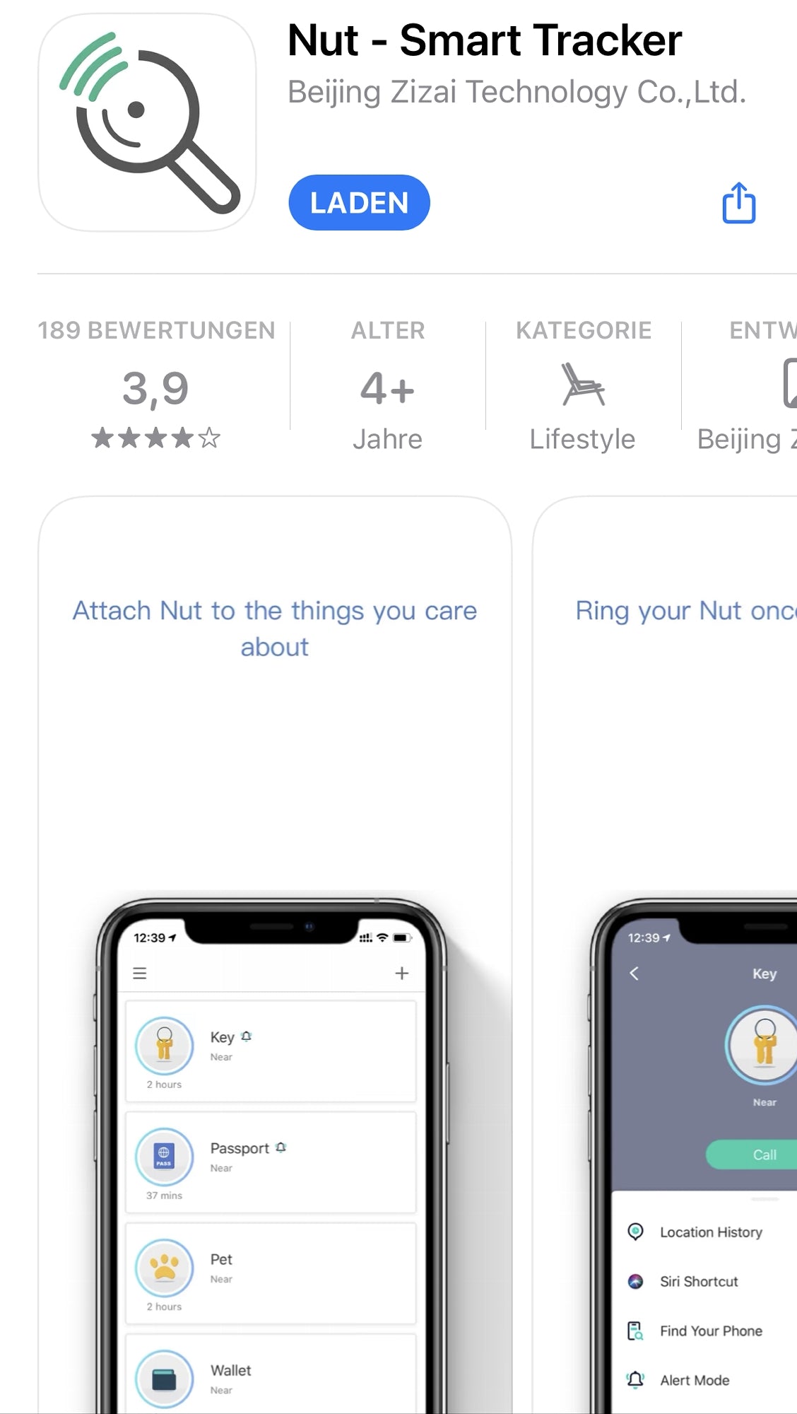 Smartphone-Schlüsselfinder "NUT" Mini Bluetooth Tracker