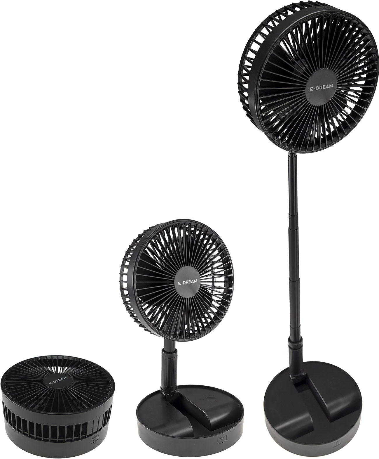 Akku-Ventilator mit Teleskopstab schwarz verw. Tischventilator + Standventilator