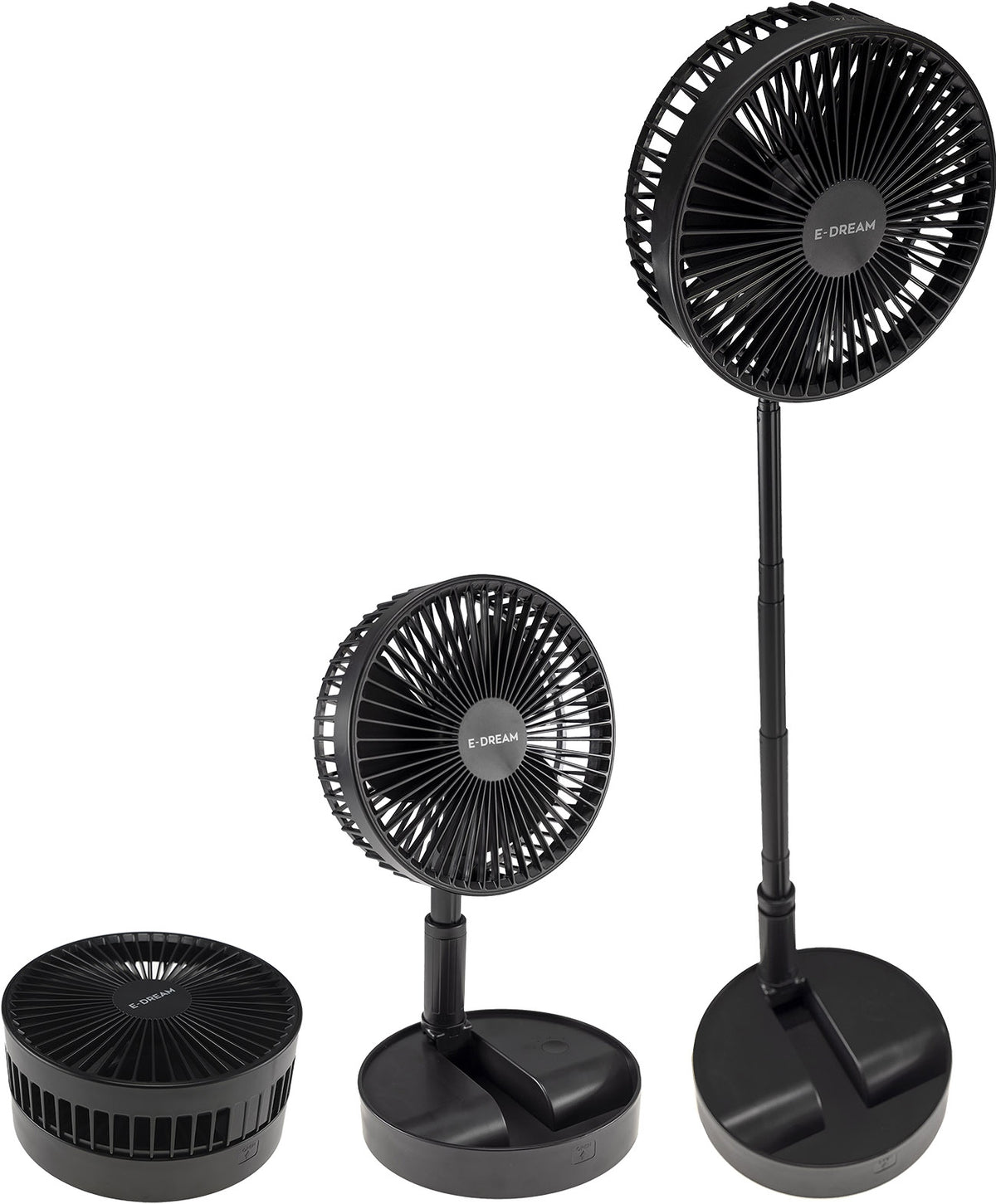 Akku-Ventilator mit Teleskopstab schwarz verw. Tischventilator + Standventilator