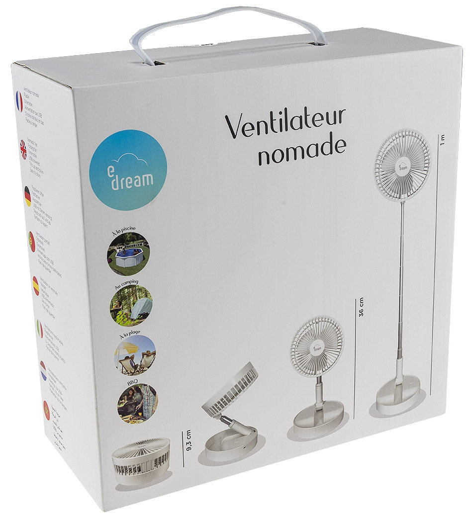 Akku-Ventilator mit Teleskopstab, weiß verw. Tischventilator + Standventilator