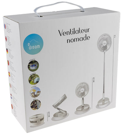 Akku-Ventilator mit Teleskopstab, weiß verw. Tischventilator + Standventilator