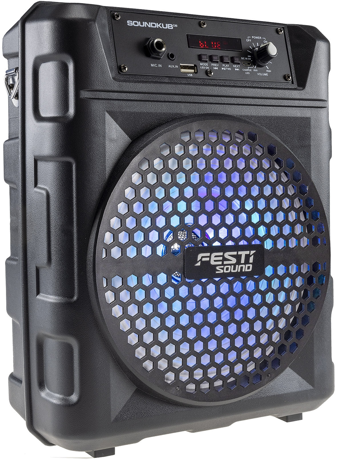 Mobiles Soundsystem "SoundKub 08" Bluetooth, Akku, Mikrofon, LED Effekte