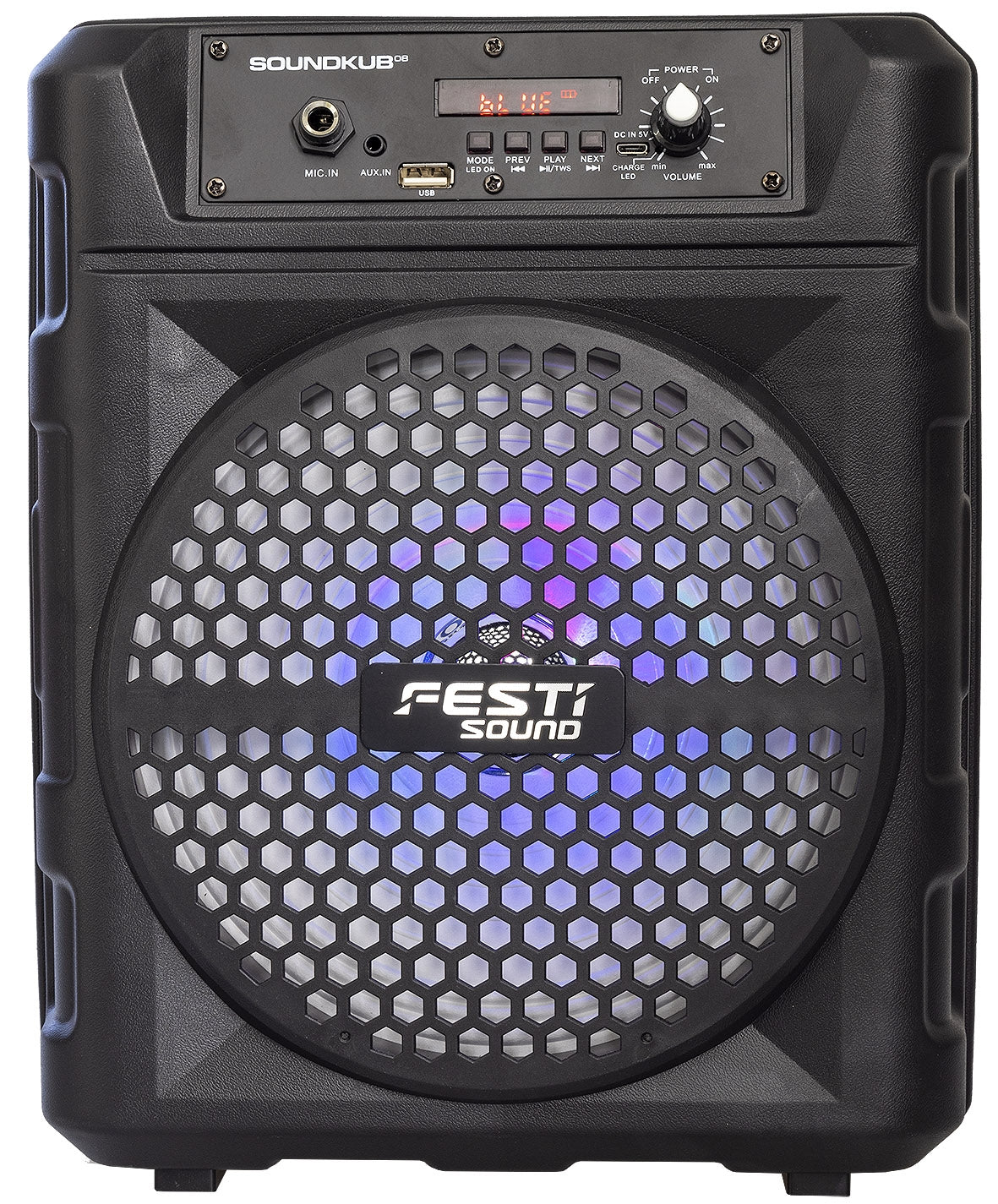 Mobiles Soundsystem "SoundKub 08" Bluetooth, Akku, Mikrofon, LED Effekte