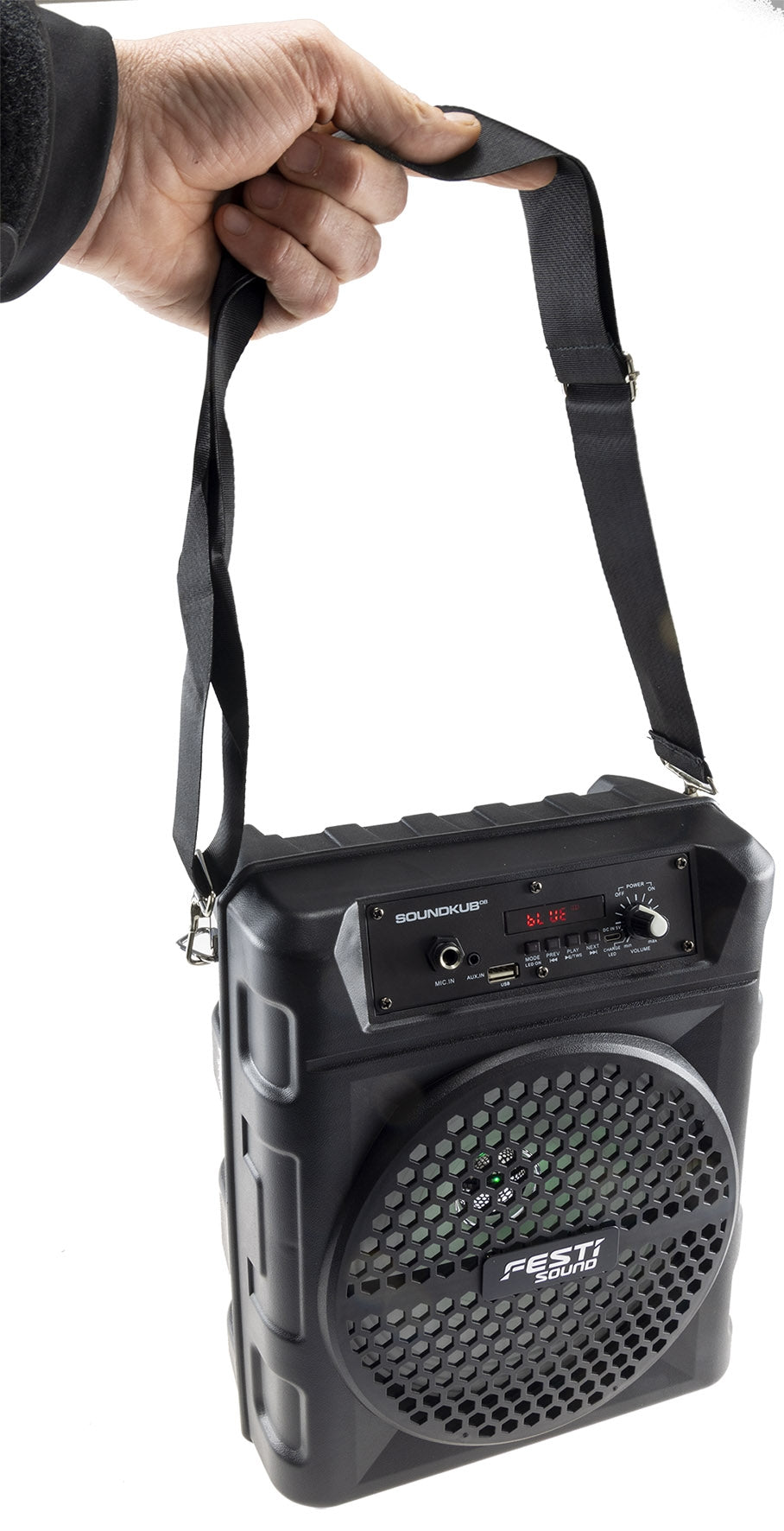 Mobiles Soundsystem "SoundKub 08" Bluetooth, Akku, Mikrofon, LED Effekte