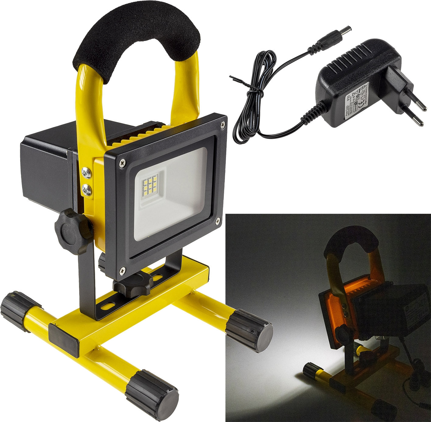 LED Baustrahler mit Akku REV "SPOT-20" 13W, 1200lm, 1,5h Akkulaufzeit