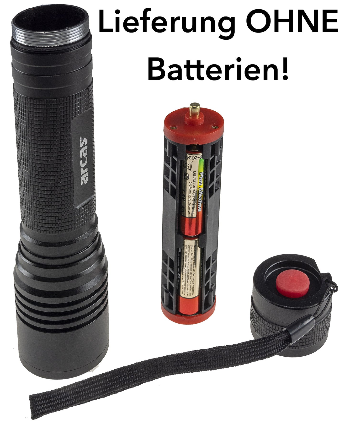 LED-Taschenlampe ARCAS 18W Zoom ØxL 48x205mm, 1600 Lumen