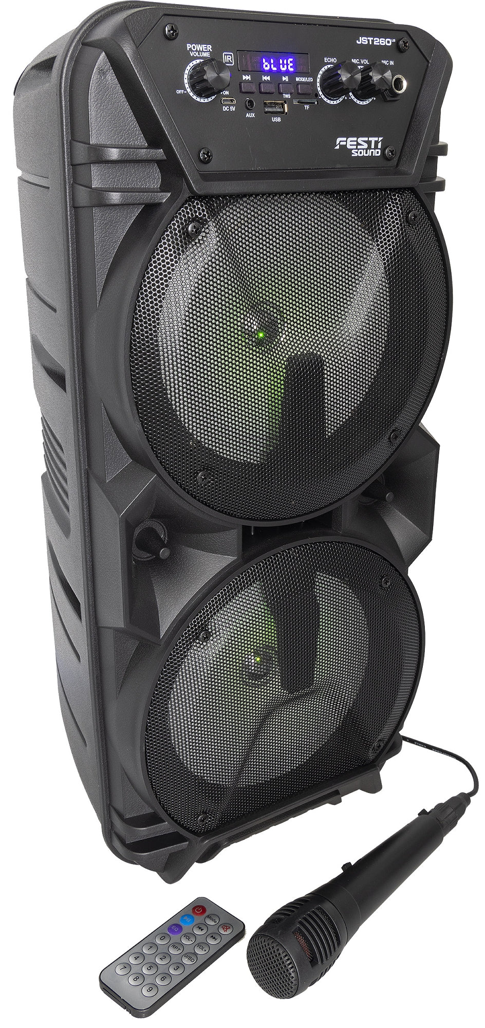 Mobiles Soundsystem "JST 260" 300W, >TWS, LED Efekte, Akku, USB/SD