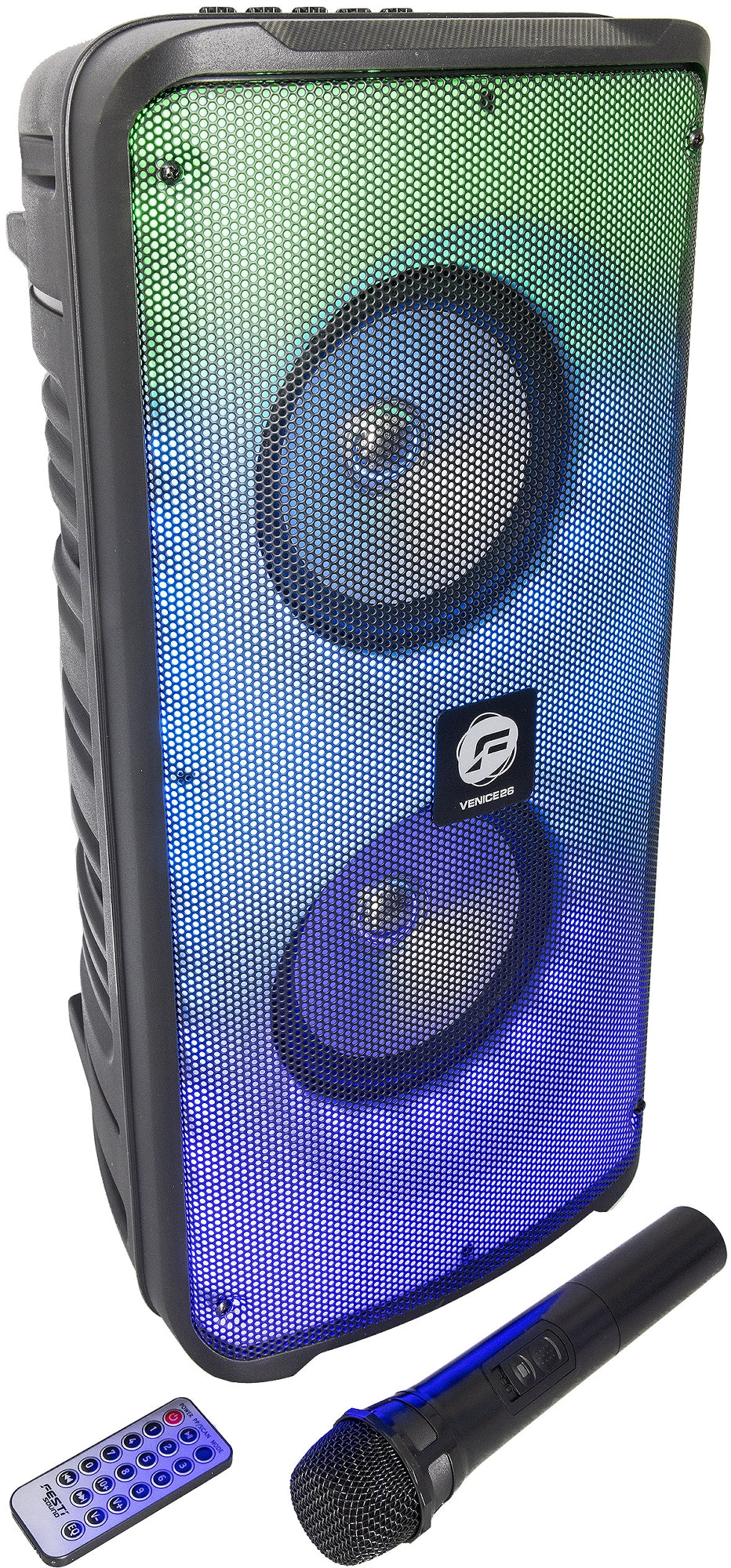 Mobiles Soundsystem "VENICE26" 300W, >TWS, LED Efekte, Akku, USB/SD
