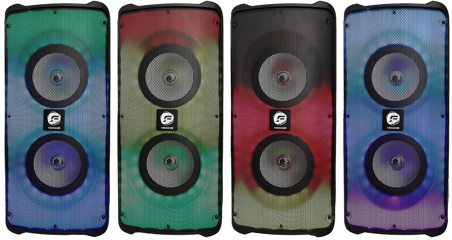 Mobiles Soundsystem "VENICE26" 300W, >TWS, LED Efekte, Akku, USB/SD