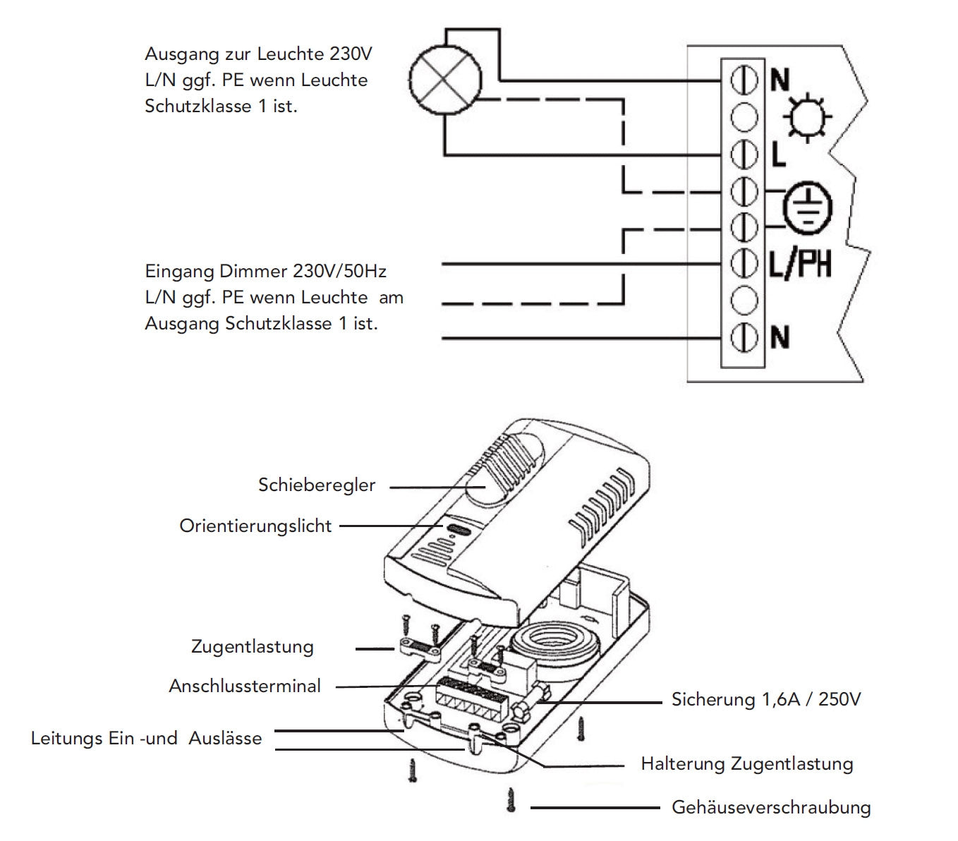 Fußdimmer für Halogen und LED 230V, 75-300W Halogen, 3-100W LED