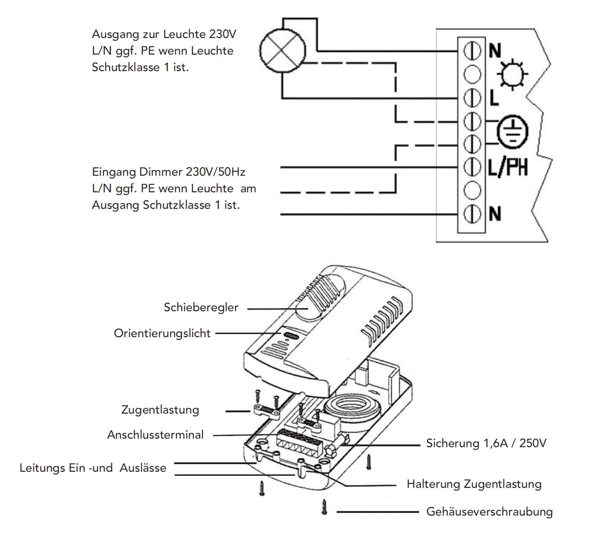 Fußdimmer für Halogen und LED 230V, 75-300W Halogen, 3-100W LED