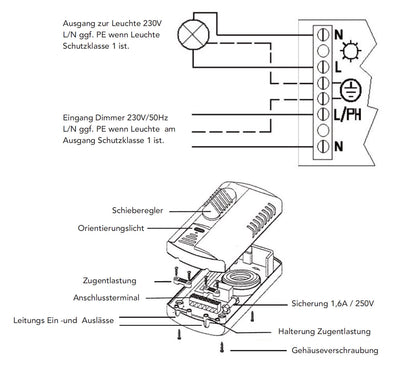 Fußdimmer für Halogen und LED 230V, 75-300W Halogen, 3-100W LED