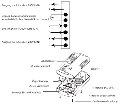 Fußdimmer für Halogen und LED m.Schalter 230V, 75-300W Halogen, 3-100W LED