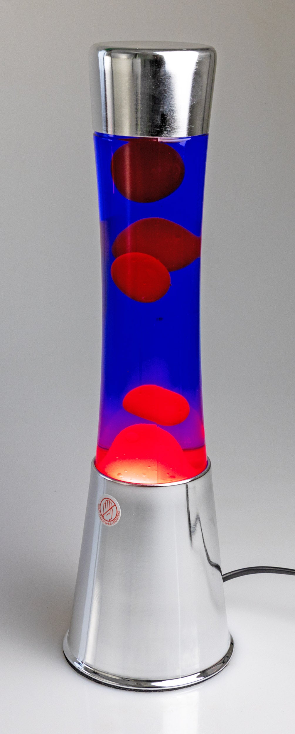 Lavalampe 40cm Wasser: Lila, Wachs: Rot, Body: Chrom
