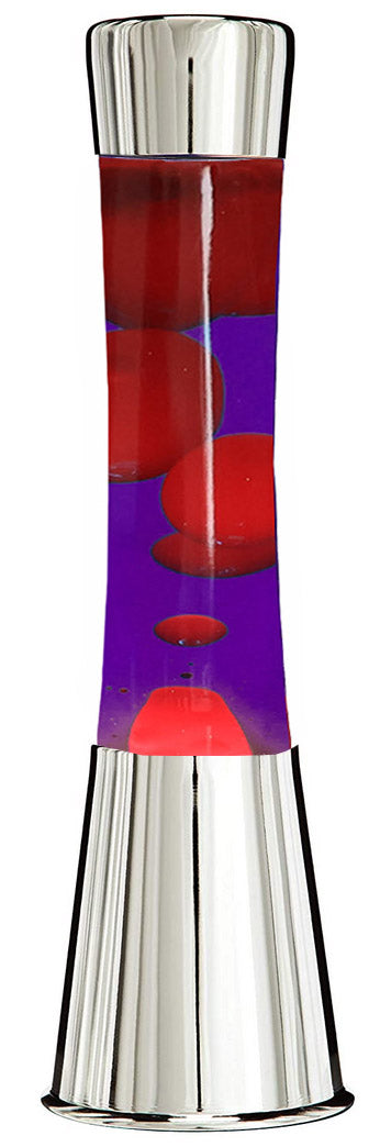 Lavalampe 40cm Wasser: Lila, Wachs: Rot, Body: Chrom