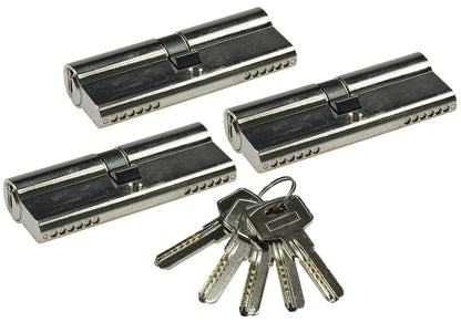 Schließzylinder-Set 3x 80mm (40+40mm) Profil-Zylinder, 5 Sicherheits-Schlüssel