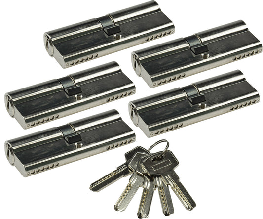 Schließzylinder-Set 5x 80mm (40+40mm) Profil-Zylinder, 5 Sicherheits-Schlüssel