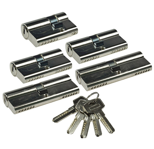 Schließzylinder-Set 5 30/10-30/30-30-40 Profil-Zylinder, 5 Sicherheits-Schlüssel