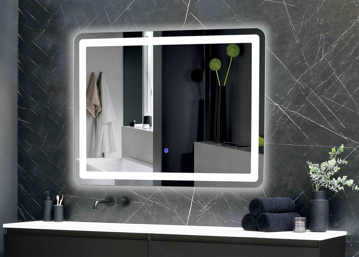LED Spiegel "Espelho Q70" 70x50cm 230V, 23W, 1750lm, 4000K, Touchschalter