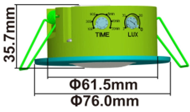 Decken-Einbau-Bewegungsmelder 360° IP65 LED geeignet, 8m Detektion, weiß,76x36mm