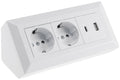 2-fach Steckdosenblock, USB-A+C, weiß 250V~/ 16A, Aufbaumontage, USB 3,1A, PD