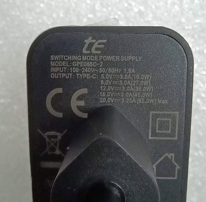 Stecker-Netzteil mit USB-C "CTN-PD65" In 100-240V~, Out 5,0V/9,0V/12,0V=, 65W