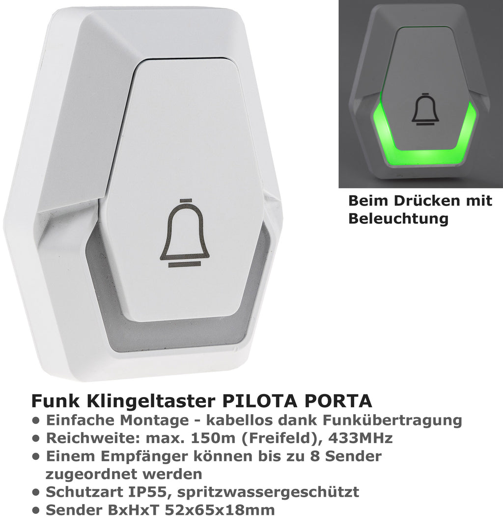 Funk-Türklingel-Set "Pilota Porta" Klingeltaster + 230V-Empfänger