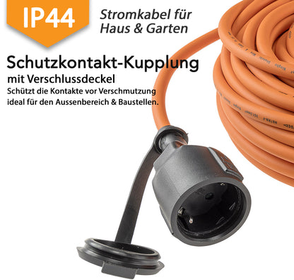 Verlängerungskabel 5m, IP44, Orange H07RN-F 3G1,5 , Stecker / Kupplung