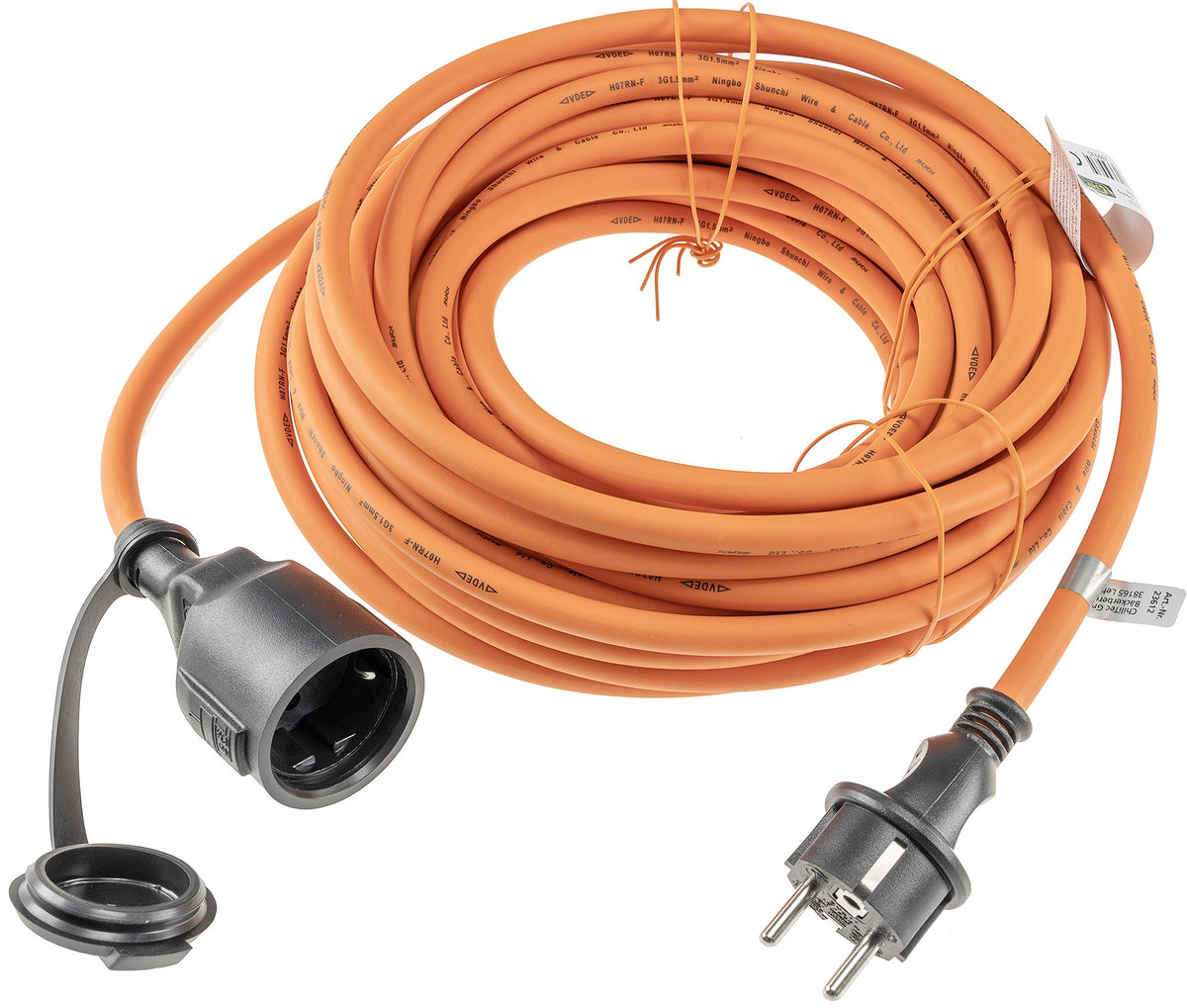 Verlängerungskabel 15m, IP44, Orange H07RN-F 3G1,5 , Stecker / Kupplung