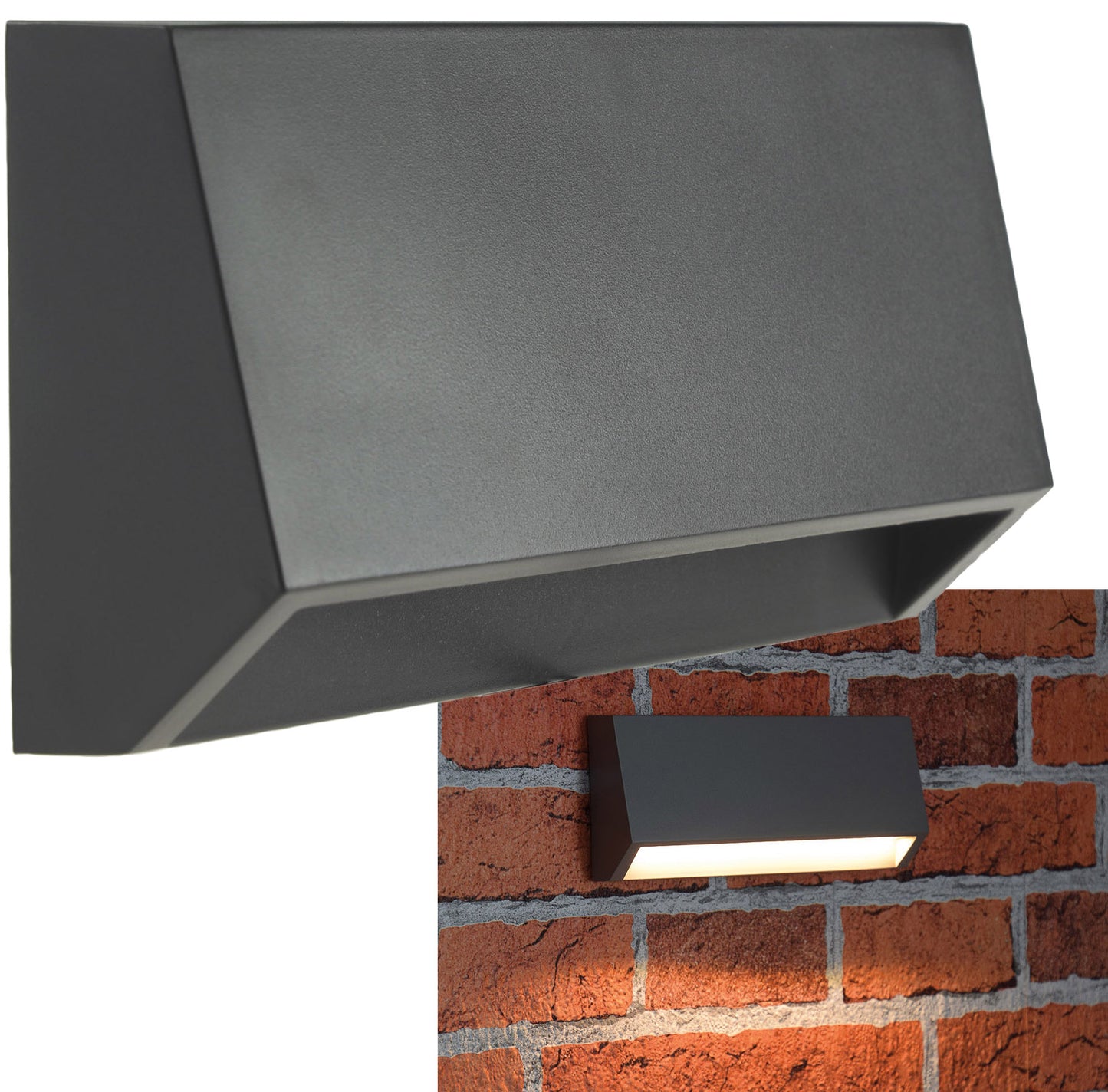 LED Wandleuchte "KWL-158", Anthrazit IP65, 3W, 172Lm, Kunststoff, warmweiß