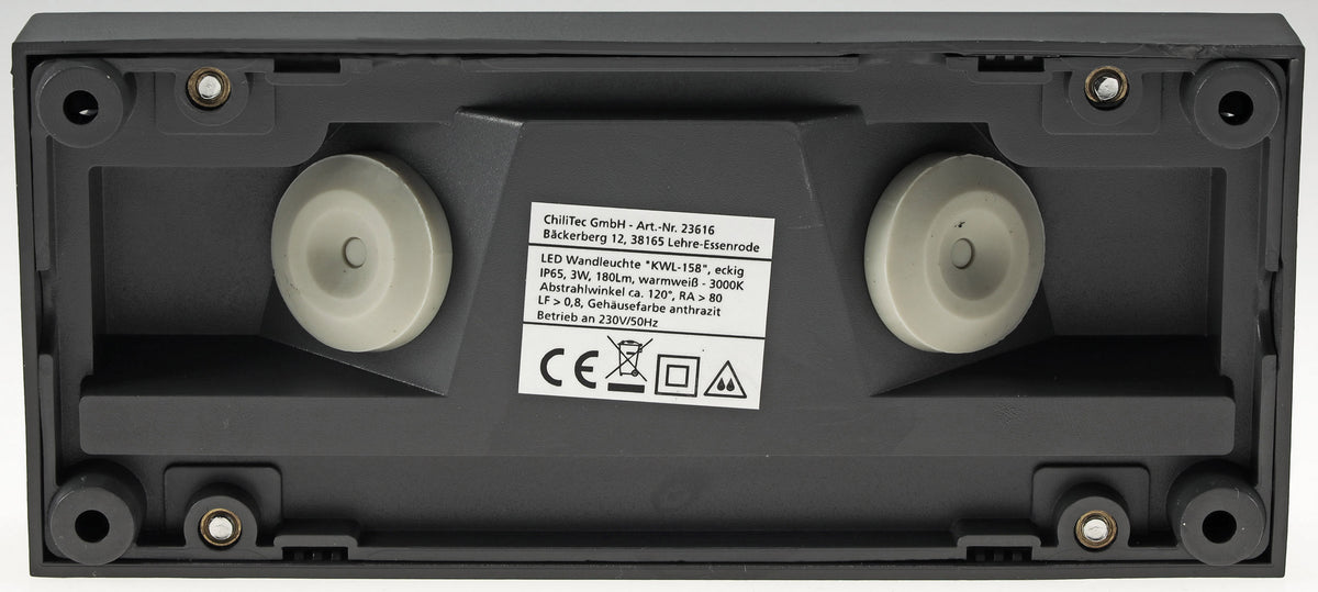 LED Wandleuchte "KWL-158", Anthrazit IP65, 3W, 172Lm, Kunststoff, warmweiß