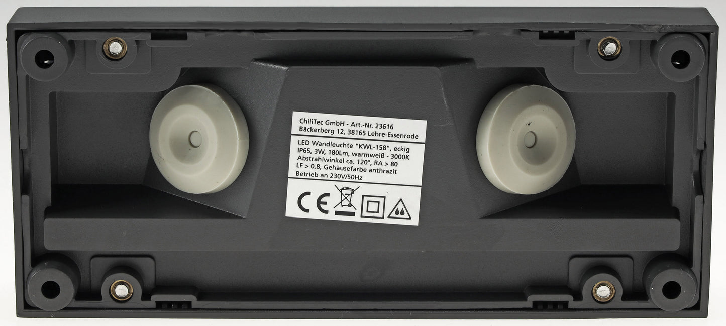 LED Wandleuchte "KWL-158", Anthrazit IP65, 3W, 172Lm, Kunststoff, warmweiß