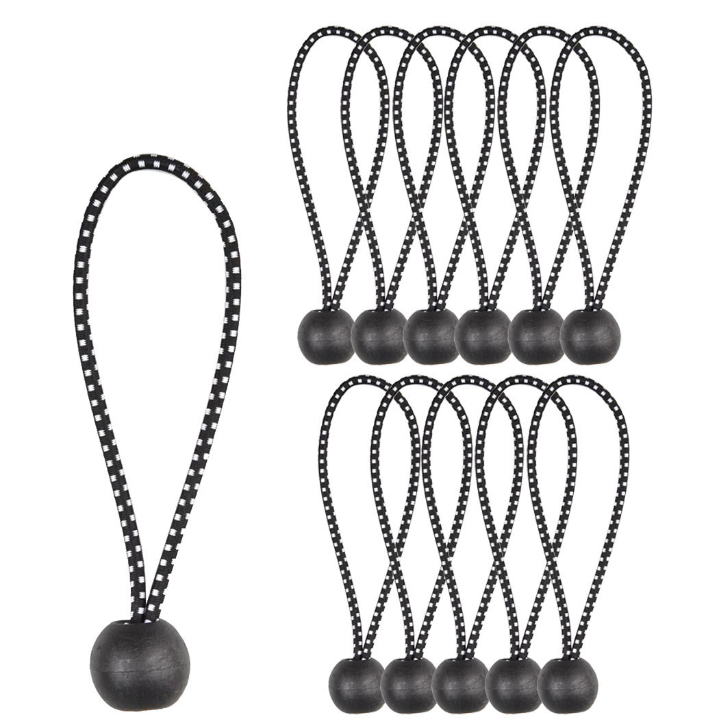Spanngummi mit Kugel, 12er Pack Elastisch, Länge 12cm, schwarz