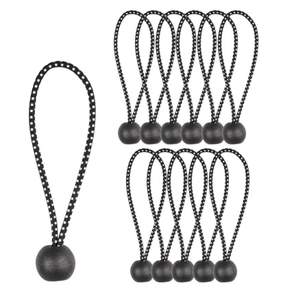 Spanngummi mit Kugel, 12er Pack Elastisch, Länge 12cm, schwarz
